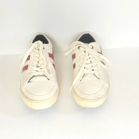 Gola Shoes - Gola and White Sneakers with red stripe  8